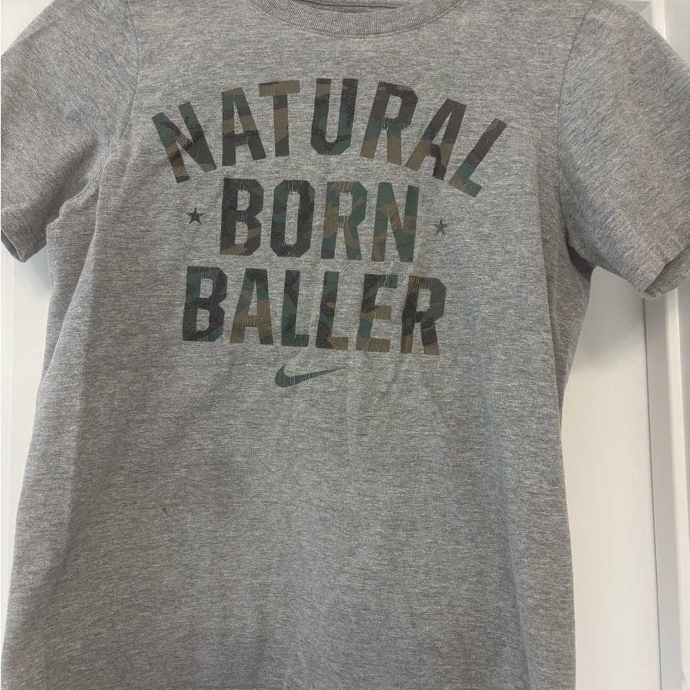 Nike Kids Gray T-Shirt - Natural Born Baller Print